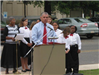 Man speaking at the dedication